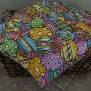 Vintage Cloth Easter Napkins Cotton Set of 6 Festive Spring Easter Egg Pattern!